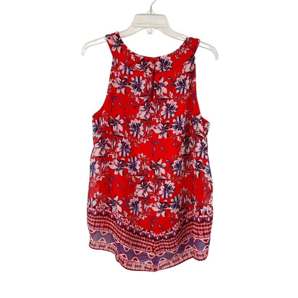 Alyx Floral Sleeveless Blouse Womens L Red Blue Lined Shell Used - Picture 2 of 13